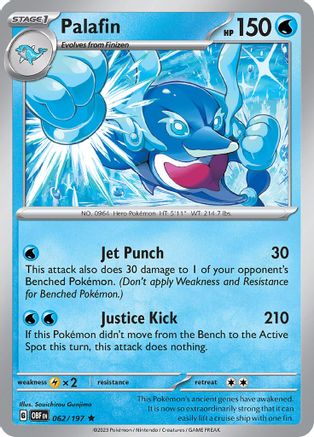 Palafin 062/197  - Reverse Holofoil SV03 Obsidian Flames - Rare