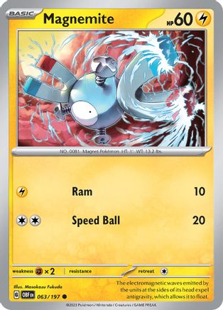 Magnemite 063/197  - Reverse Holofoil SV03 Obsidian Flames - Common