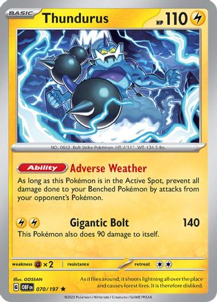 Thundurus 070/197  - Holofoil SV03 Obsidian Flames - Rare