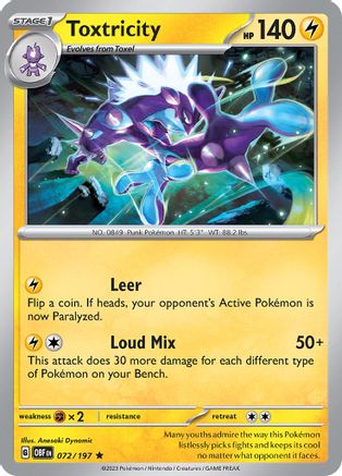 Toxtricity 072/197  - Holofoil SV03 Obsidian Flames - Rare