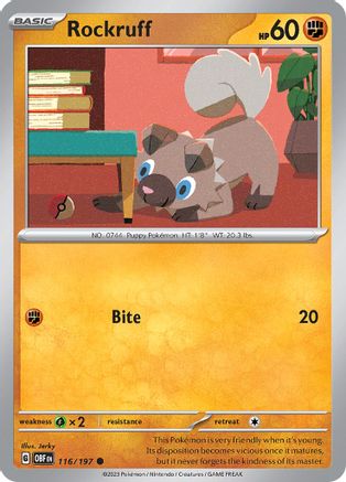 Rockruff 116/197  SV03 Obsidian Flames - Common