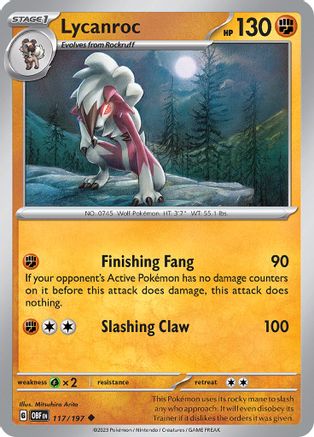 Lycanroc 117/197  - Reverse Holofoil SV03 Obsidian Flames - Uncommon