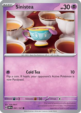 Sinistea 097/197  - Reverse Holofoil SV03 Obsidian Flames - Common