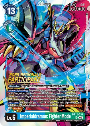 Imperialdramon: Fighter Mode (2023 Regionals Participant) (BT12-031) - Across Time Foil