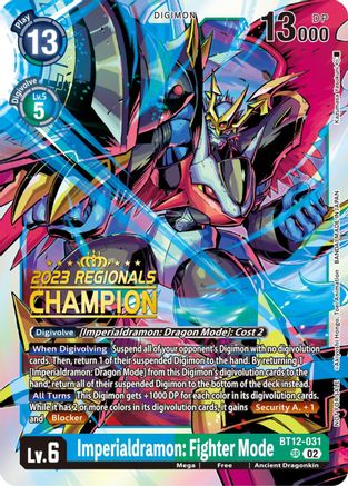 Imperialdramon: Fighter Mode (2023 Regionals Champion) (BT12-031) - Across Time Foil