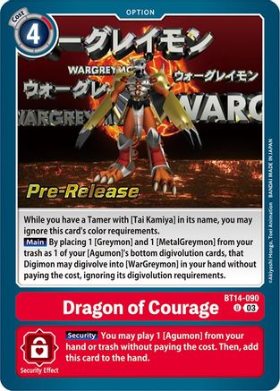 Dragon of Courage (BT14-090) - Blast Ace Pre-Release Cards Foil