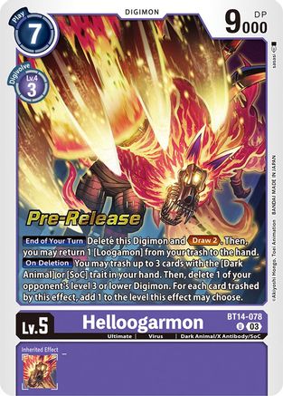 Helloogarmon (BT14-078) - Blast Ace Pre-Release Cards Foil
