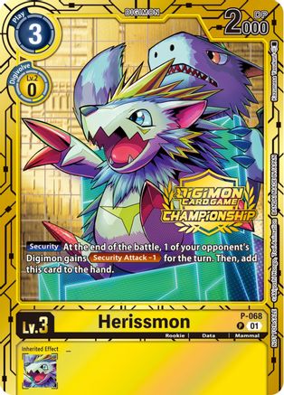 Herissmon - P-068 (Championship 2023 Gold Card Set) (P-068) - Digimon Promotion Cards Foil
