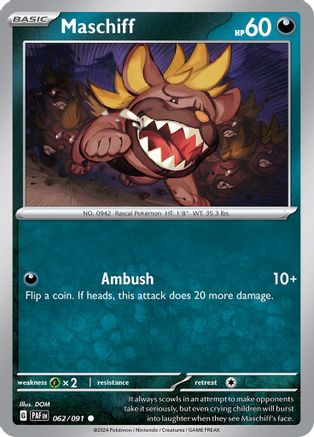 Maschiff 062  - Reverse Holofoil SV Paldean Fates - Common