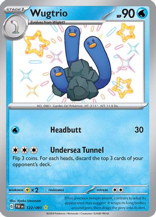 Wugtrio 122/091  - Holofoil SV Paldean Fates - Shiny Rare