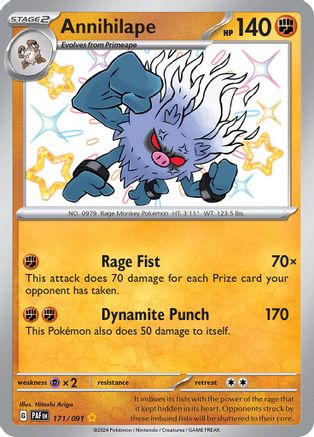 Annihilape 171/091  - Holofoil SV Paldean Fates - Shiny Rare