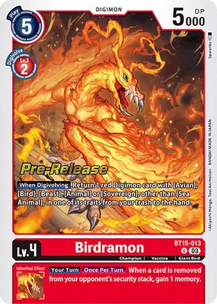 Birdramon (BT15-013) - Exceed Apocalypse Pre-Release Cards Foil