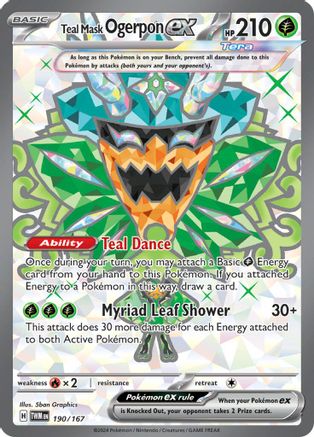 Teal Mask Ogerpon ex 190/167  - Holofoil SV06 Twilight Masquerade - Ultra Rare