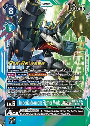 Imperialdramon: Fighter Mode ACE (BT16-027) - Beginning Observer Pre-Release Cards Foil