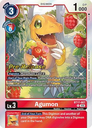 Agumon (BT17-007) - Secret Crisis Pre-Release Cards Foil