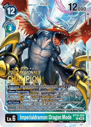 Imperialdramon: Dragon Mode (2024 Regionals Champion) (BT16-028) - Beginning Observer Foil