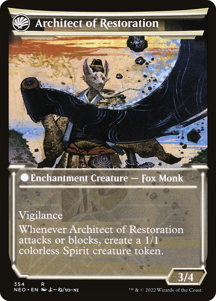The Restoration of Eiganjo // Architect of Restoration (NEO-354) - Kamigawa: Neon Dynasty: (Showcase, fandfc)