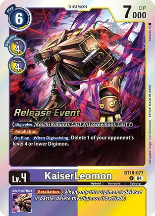 KaiserLeomon (BT18-077) - Release Special Booster 2.0 Celebration Event Cards Foil