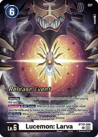 Lucemon: Larva (BT18-086) - Release Special Booster 2.0 Celebration Event Cards Foil