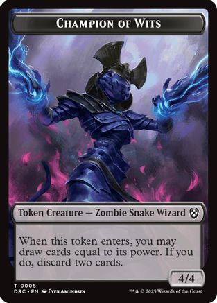 Champion of Wits // Zombie (0003) Double-Sided Token (DRC-5 // 3) - Commander: Aetherdrift Foil