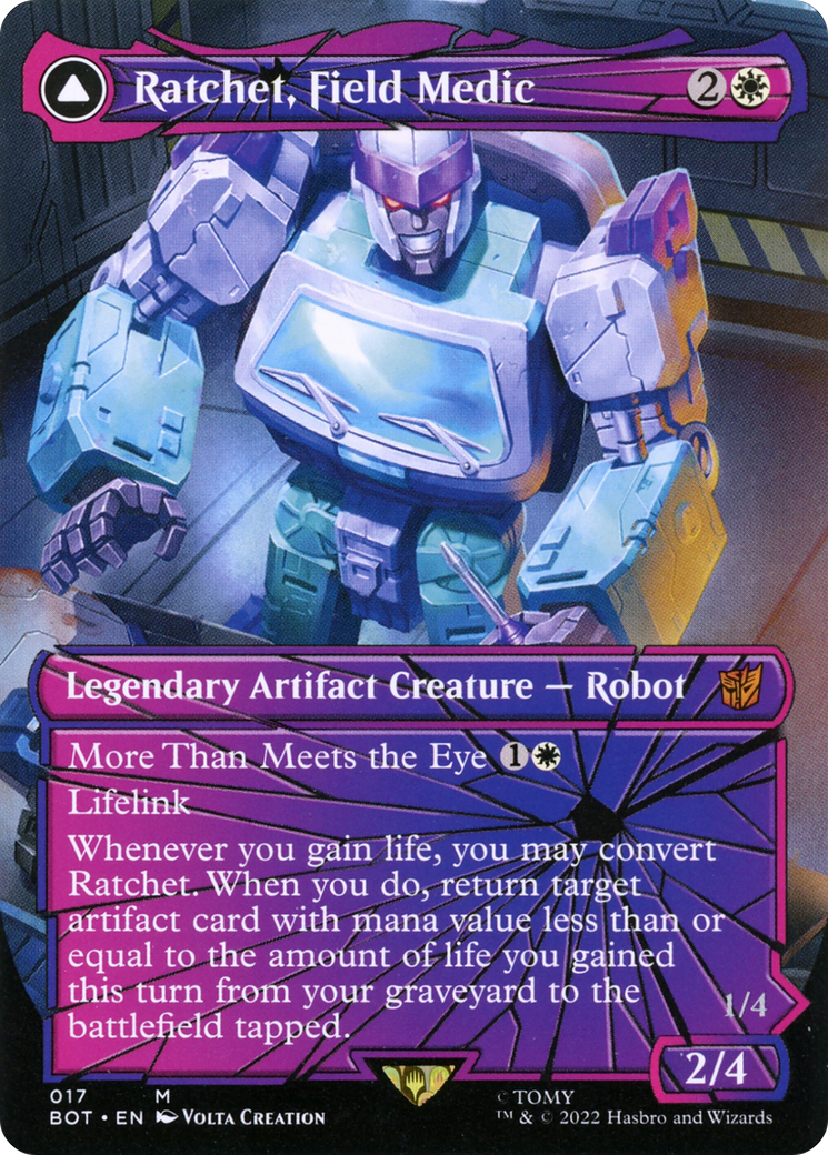 Ratchet, Field Medic (Shattered Glass) (BOT-017) - Transformers: (convertdfc, shatteredglass) (Borderless)