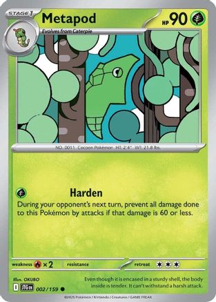 Metapod 002/159  - Reverse Holofoil SV09 Journey Together - Common