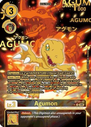 Agumon (Rare Pull) (ST20-10) - Starter Deck 20: Protector of Light Foil