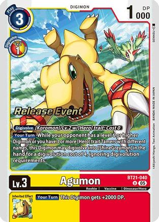Agumon - BT21-040 (BT21-040) - World Convergence Release Event Cards Foil