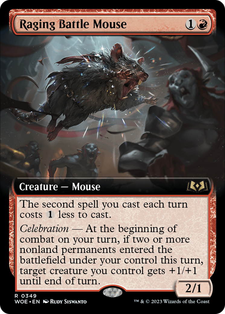 Raging Battle Mouse (WOE-349) - Wilds of Eldraine: (Extended Art) Foil