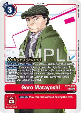Goro Matayoshi (BT23-078) - Hackers' Slumber Release Event Cards Foil