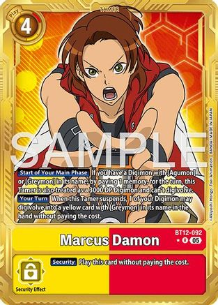Marcus Damon - BT12-092 (Gold Border) (BT12-092) - Advanced Booster Digimon Generation Foil