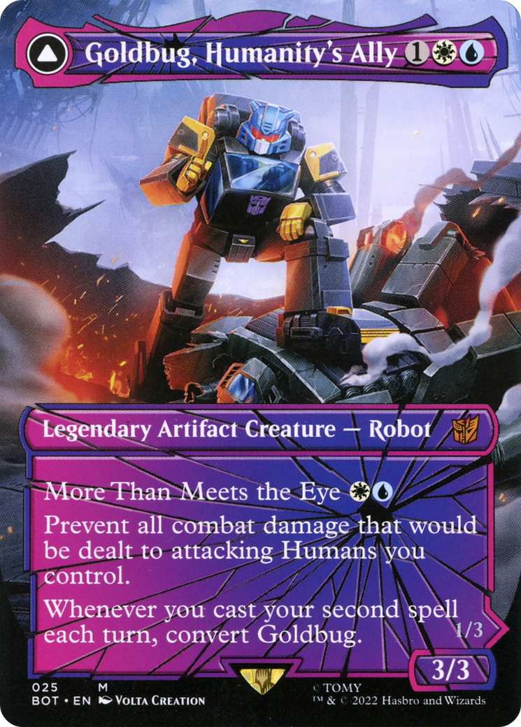 Goldbug, Humanity's Ally (Shattered Glass) (BOT-025) - Transformers: (shatteredglass, convertdfc) (Borderless) Foil