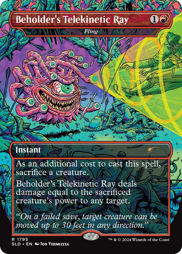 Fling (SLD-1795) - Secret Lair Drop / Beholder's Telekinetic Ray (Borderless)