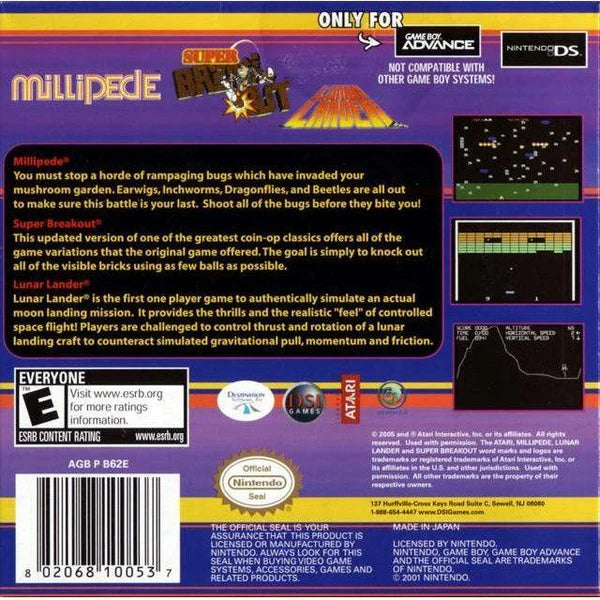 Millipede / Super Breakout / Lunar Lander - Game Boy Advance (GBA)
