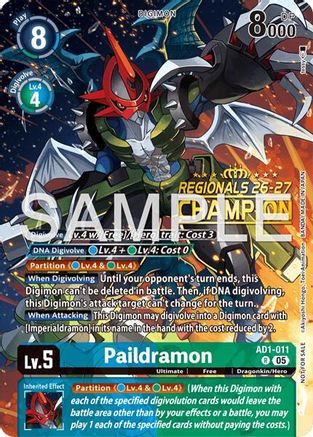 Paildramon - AD1-011 (Regionals 26-27 Season 2 Champion) (AD1-011) - Advanced Booster Digimon Generation Foil