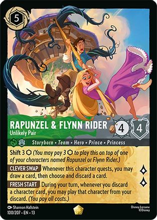 Rapunzel & Flynn Rider - Unlikely Pair (100/207) - Attack of the Vine Cold Foil
