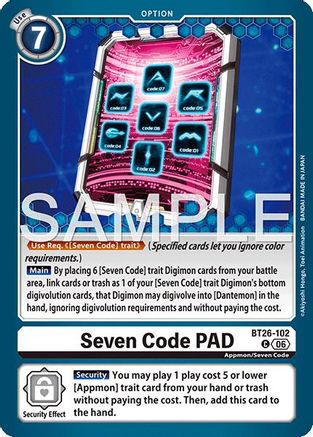 Seven Code PAD (BT26-102) - Timeless Bonds