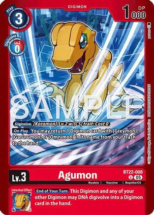 Agumon (BT22-008) - Limited Card Pack -Final Crest- Foil