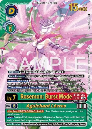 Rosemon: Burst Mode // Aguichant Levres (Alternate Art) (BT26-050) - Timeless Bonds Foil