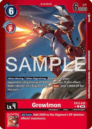 Growlmon (Limited Foil) (EX13-010) - Chivalrous XIII Foil
