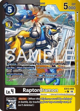 Raptordramon (Limited Foil) (EX13-055) - Chivalrous XIII Foil