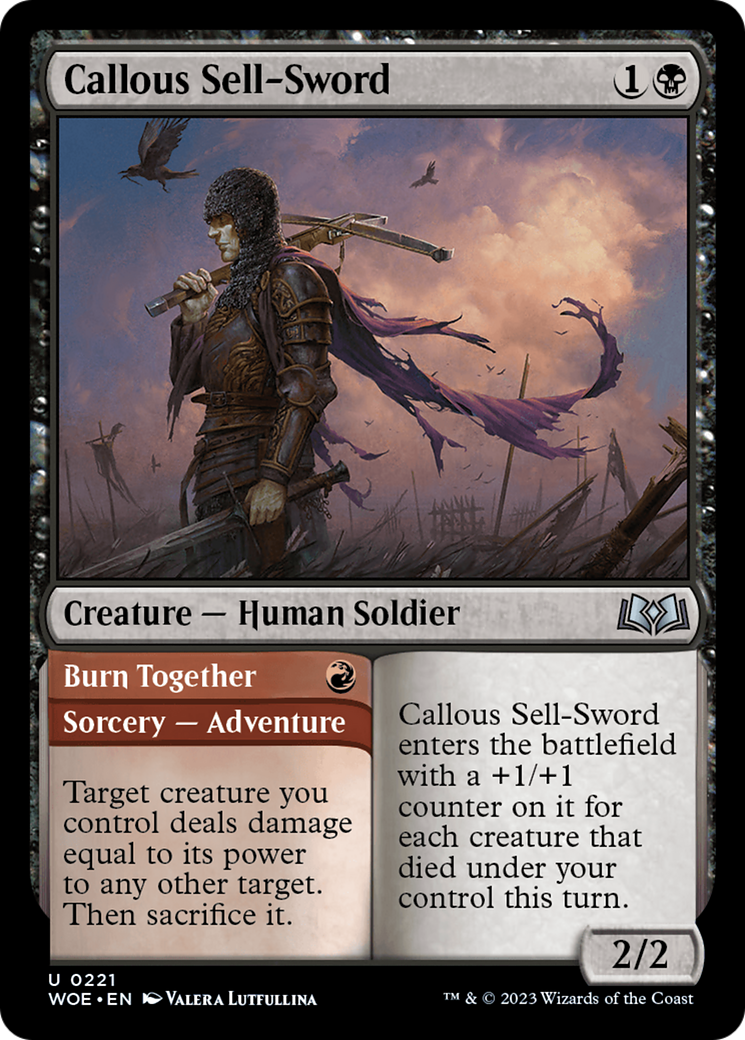 Callous Sell-Sword // Burn Together (WOE-221) - Wilds of Eldraine Foil