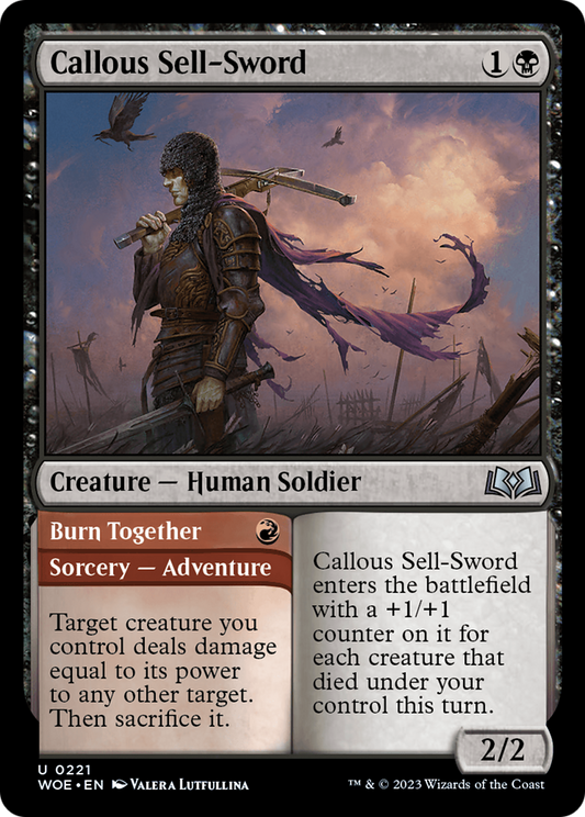 Callous Sell-Sword // Burn Together (WOE-221) - Wilds of Eldraine Foil