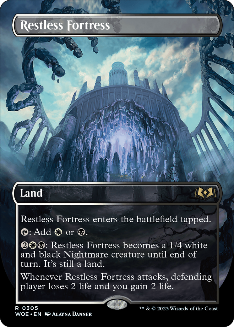 Restless Fortress (WOE-305) - Wilds of Eldraine (Borderless) Foil