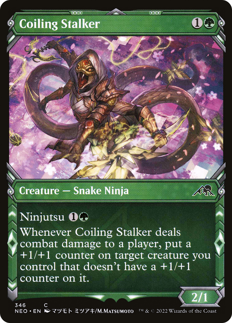 Coiling Stalker (NEO-346) - Kamigawa: Neon Dynasty: (Showcase) Foil