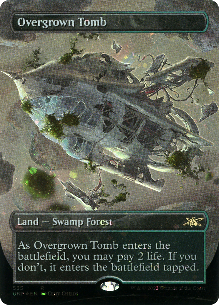 Overgrown Tomb (Borderless) (Galaxy Foil) (UNF-535) - Unfinity (Borderless) Foil
