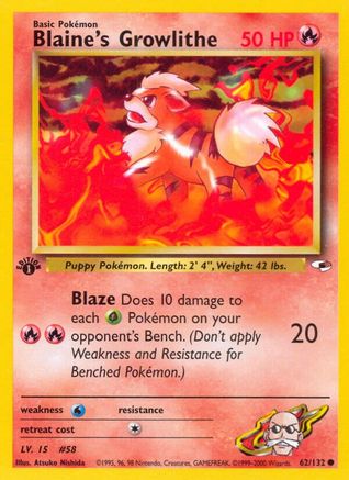 Blaine's Growlithe (62) 062  - Unlimited Gym Heroes - Common