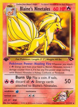 Blaine's Ninetales 021  - Unlimited Gym Challenge - Rare