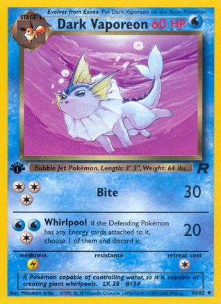 Dark Vaporeon 045  - Unlimited Team Rocket - Uncommon