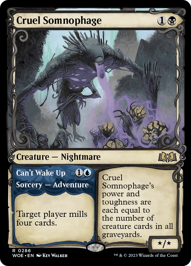 Cruel Somnophage // Can't Wake Up (WOE-286) - Wilds of Eldraine: (Showcase) Foil
